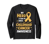 My Hero is Now My Angel Childhood Cancer Awareness Apparel Manche Longue