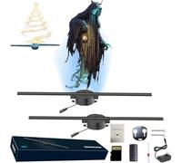 My Holo Screen, Myholoscreen 3D Hologram Fan Projecteur, Arbre de Noël Hologramme Fan Projecteur avec Wifi, Bluetooth, App, Christmas Halloween Picture Spinner avec télécommande (2pc)