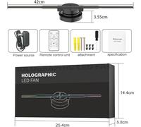 My Holo Screen, MyHoloScreen Hologram Fan, 3D Hologram Fan with WiFi and App Control, 16.5" HD LED 3D Holograms Projector, for Trade Shows, Parties, and Events (1PC)
