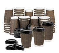 My Home & Lighting Store Lot de 100 gobelets jetables isothermes à triple paroi avec couvercles pour café et boissons à emporter