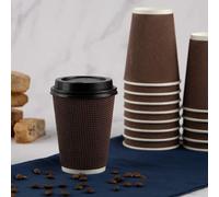 My Home & Lighting Store Lot de 25 gobelets jetables avec couvercles pour café et boissons à emporter - Triple paroi isolée
