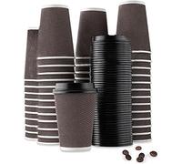 My Home & Lighting Store Lot de 250 gobelets jetables isothermes à triple paroi avec couvercles pour café et boissons à emporter