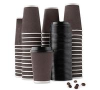 My Home & Lighting Store Lot de 50 gobelets jetables isothermes à triple paroi avec couvercles pour café et boissons à emporter