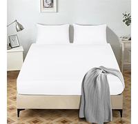 My home store Drap-housse de 25 cm de profondeur en microfibre brossée ultra douce, infroissable, infroissable, hypoallergénique, respirant (blanc)