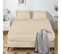 My home store Drap-housse de 25 cm en microfibre brossée ultra douce, infroissable, infroissable, teint uni, hypoallergénique et respirant (crème, super king size)