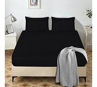 My home store Drap-housse pour lit simple en microfibre brossée ultra douce, infroissable et infroissable de 25 cm, hypoallergénique et respirant (noir)