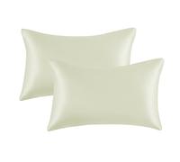 My Home Store Lot de 2 taies d'oreiller en satin de soie pour cheveux et peau Crème naturelle Taille standard 50 x 75 cm