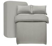 My Home Store Parure de lit 4 pièces en satin rayé, ensemble de literie en microfibre brossée douce avec drap-housse ajustable de 30 cm de profondeur et 2 taies d'oreiller