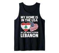 My Home USA My Heart Drapeau Liban American Pride Débardeur