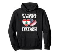 My Home USA My Heart Drapeau Liban American Pride Sweat à Capuche