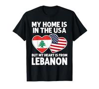 My Home USA My Heart Drapeau Liban American Pride T-Shirt