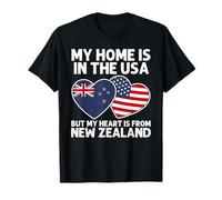 My Home USA My Heart Drapeau néo-zélandais Kiwi American Pride T-Shirt