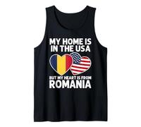 My Home USA My Heart Drapeau Roumanie Roumanie American Pride Débardeur