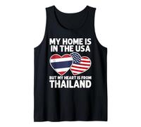 My Home USA My Heart Drapeau Thaïlande Thai American Pride Débardeur