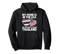 My Home USA My Heart Drapeau Thaïlande Thai American Pride Sweat à Capuche