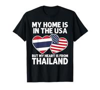 My Home USA My Heart Drapeau Thaïlande Thai American Pride T-Shirt