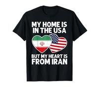 My Home USA My Heart Iran Drapeau de la fierté iranienne américaine T-Shirt