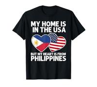 My Home USA My Heart Philippines Philippines American Pride T-Shirt