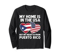 My Home USA My Heart Porto Rico Puerto Rico American Pride Manche Longue