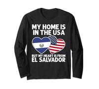 My Home USA My Heart Salvador Salvadoran American Pride Manche Longue