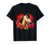 My Horse Is My Valentine Buckskin Cheval Hibiscus et cœur T-Shirt