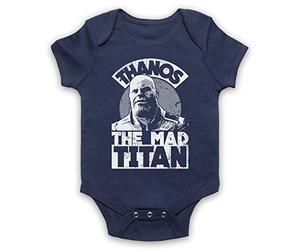 My Icon Art & Clothing Avenge Thanos The Mad Titan Superhero Graphic Novel Bébé Barboteuse Bodys, Bleu Fonce, 0-3 Mois