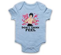 My Icon Art & Clothing Bruce Don't Think Feel Kung Fu Martial Arts Expert Lee Bébé Barboteuse Bodys, Bleu Clair, 6-12 Mois