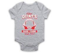 My Icon Art & Clothing Captain Quints Shark Jaw Fishing Horror Film Bébé Barboteuse Bodys, Gris, 3-6 Mois