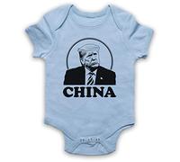 My Icon Art & Clothing Donald Trump China USA American President Parody Bébé Barboteuse Bodys, Bleu Clair, 3-6 Mois