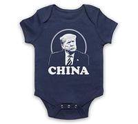My Icon Art & Clothing Donald Trump China USA American President Parody Bébé Barboteuse Bodys, Bleu Fonce, 3-6 Mois