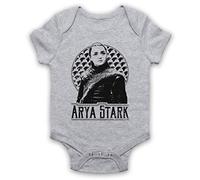 My Icon Art & Clothing GOT Thrones Arya Stark Tribute Fantasy Novel TV Bébé Barboteuse Bodys, Gris, 3-6 Mois