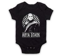 My Icon Art & Clothing GOT Thrones Arya Stark Tribute Fantasy Novel TV Bébé Barboteuse Bodys, Noir, 0-3 Mois