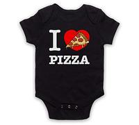My Icon Art & Clothing I Love Pizza Bébé Barboteuse Bodys, Noir, 3-6 Mois