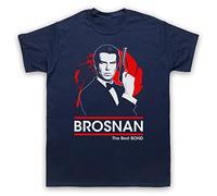 My Icon Art & Clothing Pierce Brosnan The Best Bond British Spy Secret Agent 00 Double O T-Shirt des Hommes, Bleu Fonce, XL