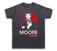 My Icon Art & Clothing Roger Moore The Best Bond British Spy Secret Agent 00 Double O T-Shirt des Hommes, Ardoise Classique, XL