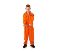 My Illusions Costume de prisonnier avec menottes pour garçon - Combinaison de condamné pour la journée mondiale du livre ou Halloween - Taille L - 8 à 10 ans