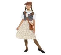 My Illusions Evacuee Costume pour fille avec robe, sac, étiquette de nom et chapeau pour fille des années 1940 pour la Seconde Guerre mondiale du livre (taille M, 7 à 9 ans)