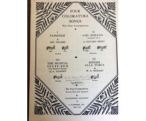 My Johann (Norwegian Dance) by Edvard Grieg. Four Coloratura Songs with Piano Accompaniment Transcribed and Adapted by Alexander Aslanoff