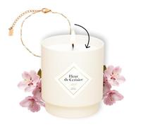 MY JOLIE CANDLE - Bougie Bijou Parfumée Fleur de Cerisier - Bracelet Doré en acier inoxydable avec Perles Crèmes - Cadeau parfait pour Noël et anniversaire - Cire à base végétale - Made in France