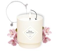 MY JOLIE CANDLE - Bougie bijou parfumée Fleur de Cerisier - Bracelet Surprise Argenté - Cadeau Femme Maman pour la Fête des mères, anniversaire, Noël - Cire à base végétale - Made in France