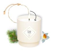 MY JOLIE CANDLE - Bougie Bijou Parfumée Linge Frais - Bracelet doré en acier inoxydable avec perles crèmes - Cadeau parfait pour Noël et anniversaire - Cire à base végétale - Made in France