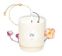 MY JOLIE CANDLE - Bougie Parfumée Fleur de Thé - Bracelet Surprise Doré et Crème - Cadeau Femme Maman - Cire Naturelle Végétale - Made In France - Mèche Coton