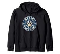 My Kids Have Paws Badge Vintage en Forme de Patte de Chien Sweat à Capuche