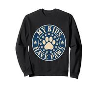 My Kids Have Paws Badge Vintage en Forme de Patte de Chien Sweatshirt