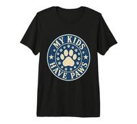 My Kids Have Paws Badge Vintage en Forme de Patte de Chien T-Shirt Haut de Gamme