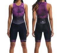 MY KILOMETRE Combinaison de Triathlon Femme Sans Manches - avec Soutien-gorge Intégré, Séchage Rapide, Fermeture 3/4 et UPF 50+ pour Natation, Vélo et Course