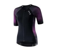 MY KILOMETRE Haut de Triathlon pour Femme Manches Courtes - Maillot de Cyclisme à Fermeture éclair intégrale avec 2 Poches arrière réfléchissantes, Séchage Rapide, pour Course e Natation