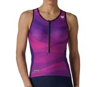 MY KILOMETRE Haut de Triathlon pour Femme Sans Manches - Maillot de Cyclisme à fermeture éclair intégrale avec 2 Poches arrière réfléchissantes, Séchage rapide, Pour Course e Natation