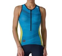 MY KILOMETRE Haut de Triathlon pour Femme sans Manches - Maillot de Cyclisme à Fermeture éclair intégrale avec 2 Poches arrière réfléchissantes, Séchage Rapide, pour Course e Natation