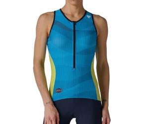 MY KILOMETRE Haut de Triathlon pour Femme sans Manches - Maillot de Cyclisme à Fermeture éclair intégrale avec 2 Poches arrière réfléchissantes, Séchage Rapide, pour Course e Natation